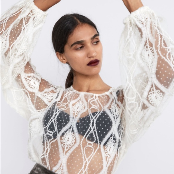 ZARA Mesh Tulle Top - Picture 2 of 10